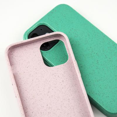 China 2021 Eco-Friendly Natural Straw Recycle Shockproof Phone Case Biodegradable Wheat TPU Phone Cases For iPhone 13 for sale