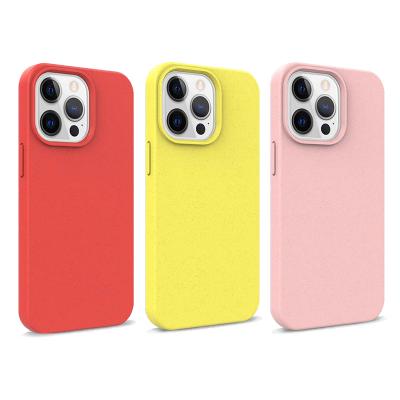 China Degradable iPhone 13 Sublimated Wheat Straw Case For iPhone 13 Shockproof Biodegradable Phone Case 2mm Thickness Degradable Case for sale