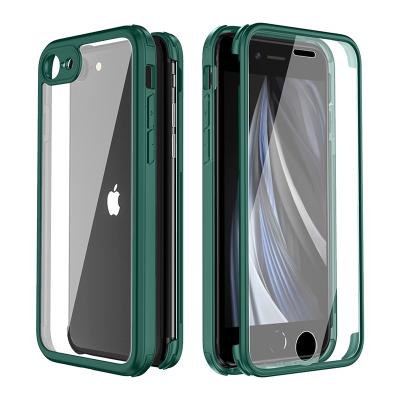 China Double Tempered Glass 9H Clear Tempered Glass Phone Case For iPhone SE2+TPU Mobile Phone Cover 9H Double Glass Mobile Case For iPhone 11 Case for sale