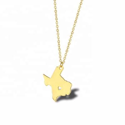 China Cheap Wholesale Custom CLASSIC Plain Stainless Steel State Map Shape Fashion Texas Necklace For Women for sale