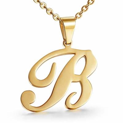 China FASHIONABLE Jewelry Wholesale Gold Charm Stainless Steel Alphabet Letter B Initial Pendant Necklace for sale