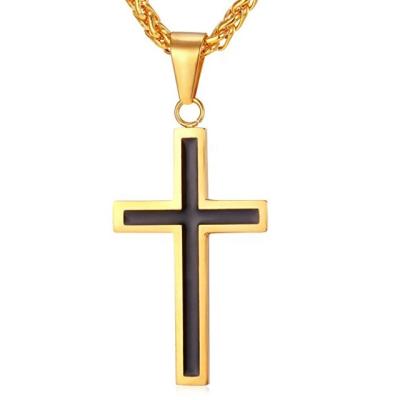 China High Quality Religious Gold Plated Enamel Style Mens Womens Jewelry Stainless Steel Necklace 18k Black Tasty Modern Gold Plated for sale