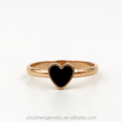 China Stainless Steel New Arrival Rose Gold Plated Wholesale Heart Shaped Stainless Steel Ring Designs For Girls for sale