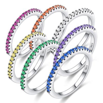 China New Arrival Stainless Steel Multicolor Crystal Wedding Rings For Women for sale