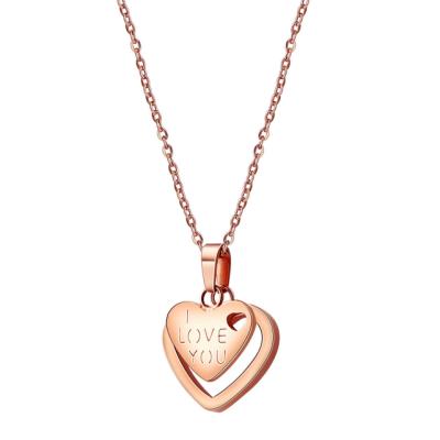 China Wholesale 18k Stainless Steel Rose Gold Plated Stainless Steel Love Heart Pendant Necklace for sale