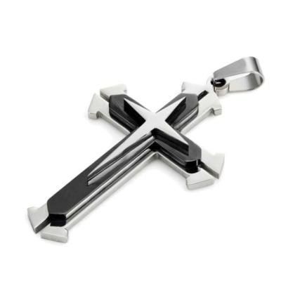 China High Quality Stainless Steel Men's Star Design Fashion Stainless Steel Three Cross Pendant for sale