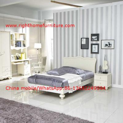 China Neoclassical design Single Bed Apartment Interior Furniture with Bookcase set and Small wardrobe for sale