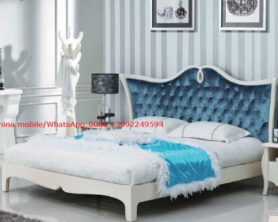 China Neoclassical design Luxury Furniture Fabric Upholstery headboard King Bed with Crystal Pull buckle Decoration for sale