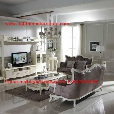 China Neoclassical Living Room Furniture by Pure white Wall Unit and Coffee table with Luxury Sofa set for sale