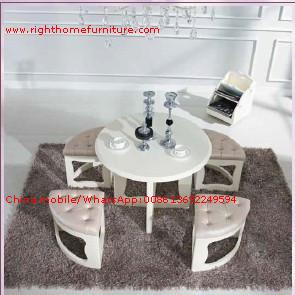 China White painting Circular Leisure time tea table and upholstery stool for sale