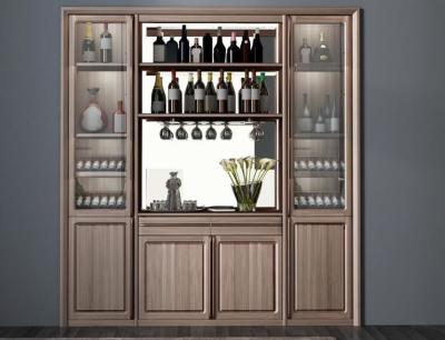 China Custom Public aera Furniture Walnut wood Built in Wall Wine Display Cooler and Hall Concierge cabinet for sale