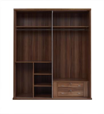 China Wood Panel Custom In-wall Cloth Wardrobe cabinet with adjustable shelves and trousers rack storage inner drawers in lock for sale