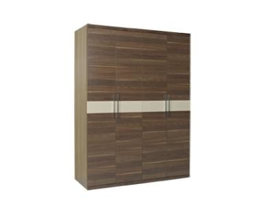 China Walnut color Wardrobe armoires in four open doors and shelves for residence home Whole project furniture for sale