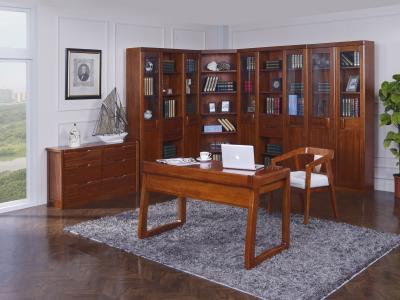 China Nanmu solid wood Home office study room furniture set by Tall storage bookcase cabinet and office reading desk Chair for sale