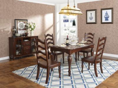 China Rubber Wood Home dining room furniture Long and round dining table with 4/6 people Chair can by Upholstered cushion seat for sale