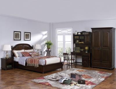 China American Leisure Antique Design Single bedroom furniture Small bed with writing Desk and Bookcase and 2 door wardrobe for sale