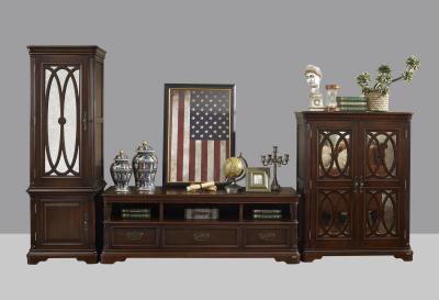 China American Antique Living leisure room furniture sets Wooden TV wall unit set by Floor stand and Tall display cabinet for sale