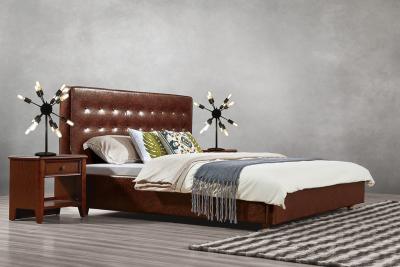 China Good quality PU/ Imported Cow ISO9001 Leather Upholstered King Bed Frame Leisure Furniture for Hotel house Bedroom Suite for sale