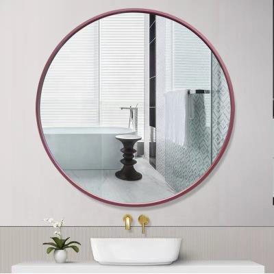 China Modern Decoration Modern Rectangle Metal Frame Wall Hanging Mirror Aluminum Alloy Large Round Black Gold Frame for sale