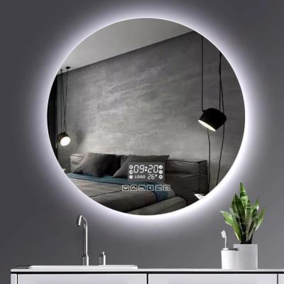 China Modern frameless round customized Shower Room Bathroom Mirror Led Wall Mirror Decoration Lamp Lighted Intelligent Mirrors for sale