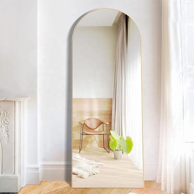 China Modern Custom large free standing full length mirror standing long dressing bedroom furniture mirror with iron frame for sale