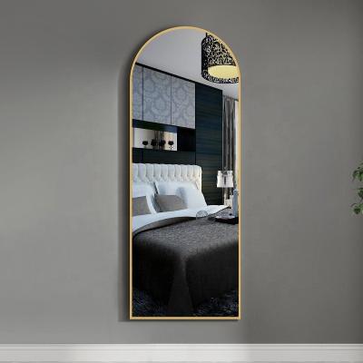 China Modern Cheapest Great decor Aluminum frame arched floor mirror full length dressed mirror large full body wall mirror for sale