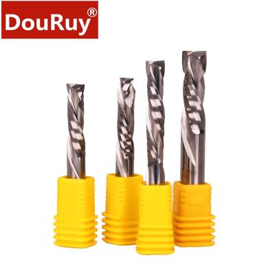 China Carbide and Down Cut Two Flutes Spiral Carbide Mill Tool Cutters for Wood CNC Router Compression End Mill Cutter Bit for sale