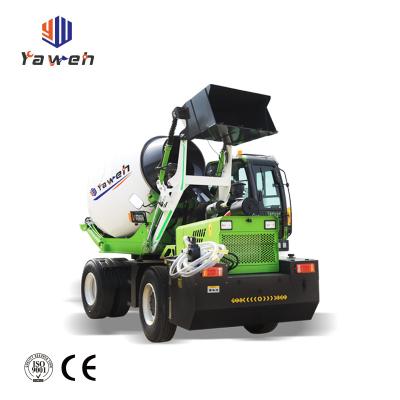 China Mobile Hotels Yaweh Self Loading Concrete Mixer Truck With Self Loading Lift for sale