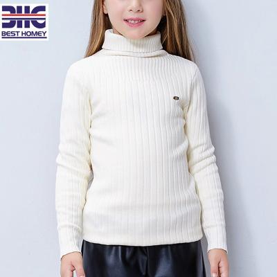 China Anti Shrinkage Kids 100% Cotton Turtle Neck Knitted White Sweater Designs For Baby for sale