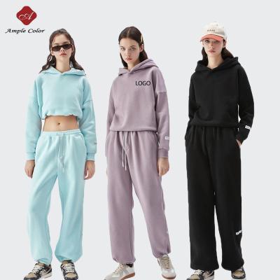 China Best Price Candy Sports Tracksuits Breathable Customized Casual Tracksuits 2 Piece Women's Solid Color Loose Hoodie Sweat Suits for sale