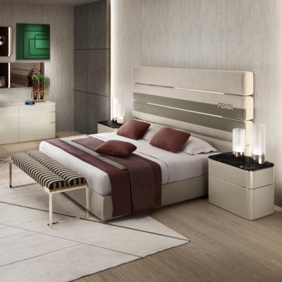 China Modern Bed White Single Design Luxury Light Exeon King Queen Size Frame Luxury Full Platform Bed Double for sale