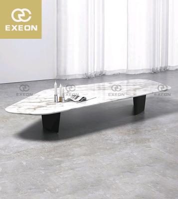 China Metal Minimalist Italian Light Luxury Marble Coffee Table Shaped Modern Home Living Room Marble High End Villa Tea Table Along for sale