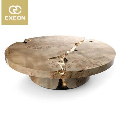 China Large Round Metal Italy Luxury Natural Stone Copper Modern Designer Center Square Coffee Table for sale