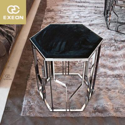 China Marble Glass Table Side (Other) Corner Side Table Stone Set Adjustable Modern Sofa Coffee Corner Table Living Room for sale