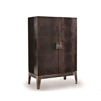 China Customized Living Room Italian Black Crocodile Wine Cabinet Customized Wooden Cabinet for sale