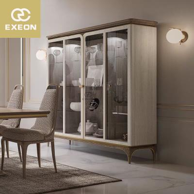 China Customized Luxury Simple Italian Light Solid Wood Restaurant Furniture Wine Cabinet Sideboard Custom Made Locker for sale