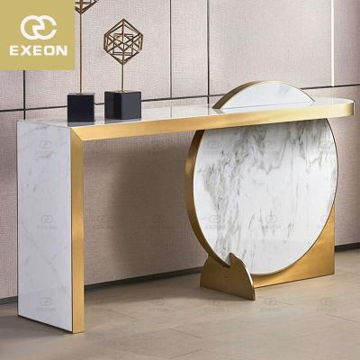 China Latest Customized Entry Table Furniture Designer Luxury Brand White Marble Console Table for sale