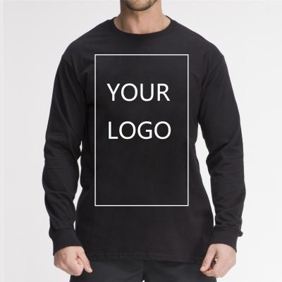 China Custom Casual Unisex Long Sleeve Anti-wrinkle Plain Round Neck Round Neck T-shirt Printed Logo Black White 100% Cotton Mens Long Sleeve T-Shirts for sale