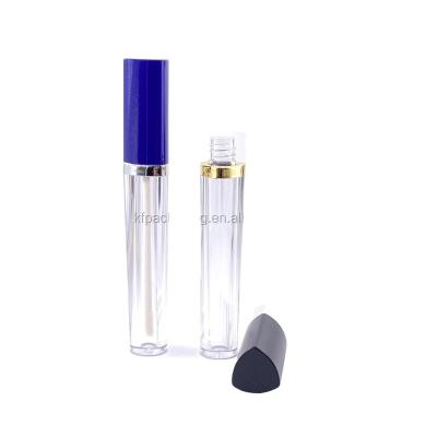 China Wholesale Unique Blue Triangle Lip Gloss Packaging Empty Tube Recyclable 4ml Lip Gloss Tubes Containers Custom Made for sale