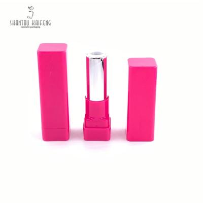 China Custom Youth Pink Square Lipstick Tube Single Wall Plastic Empty Lip Balm Tube Lipstick Container Packaging for sale