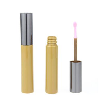 China Shantou Recyclable Shiny Luxury Cosmetic Plastic Empty Eyeliner Tube With Brush Sliver Brown Eyelash Mascara Container for sale