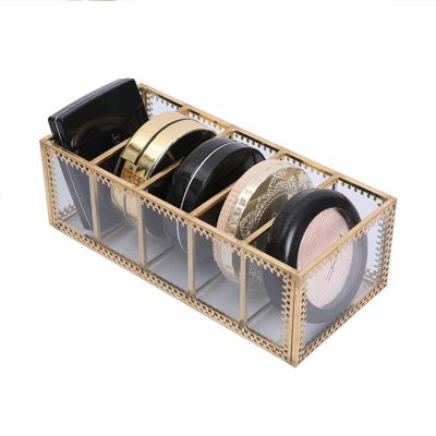 China Viable European copper lace powder eyeshadow glass storage box small for desktop for sale