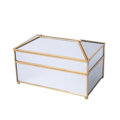 China 2021 new metal CLASSIC transparent glass household tissue table box is suitable for living room, hotel and restaurant for sale