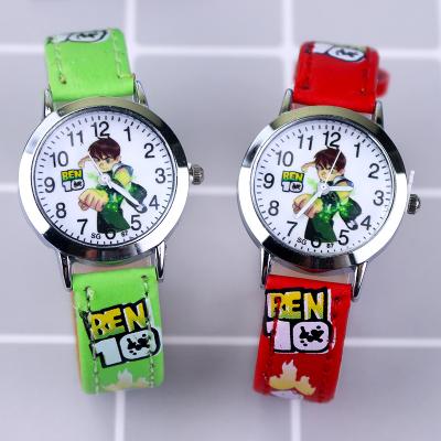 China Fashion Cartoon Ben 10 Kids New Children Watches Boys Leather Strap Wristwatch Quartz Kids Watch Infantil Montre de relogio for sale