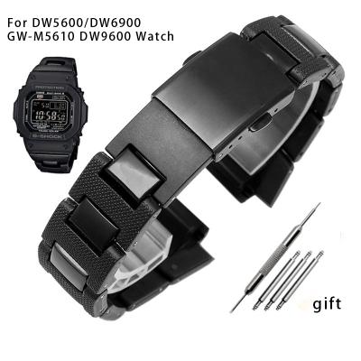 China Rubber For G-SHOCK DW-5600 DW6900 DW9600 GW-M5610 Strap Stainless Steel Buckle Men Strap Black Plastic Watch Bands Accessories for sale