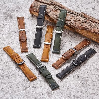 China Genuine Cow Leather Rawhide Watch Bands 20mm 22mm 24mm Leather Watch Bands 26mm For Panerai Fossil Accessories for sale