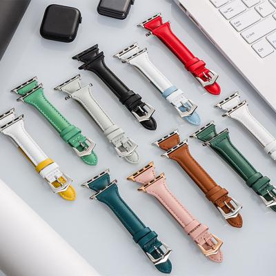 China Leather Smart Watch Strap For Apple Watch Band 40mm 44mm 38mm 42mm SE 654321 Series Woman Leather Watch Band for sale