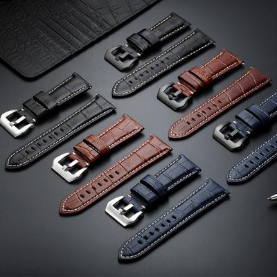 China Genuine Leather Solid Buckle Metal Leather Watch Strap 20 22 24 Watch Bands 26mm Blue Watch Band For Dw Strap Accessories Wristband for sale