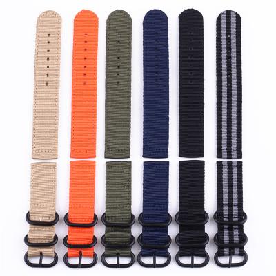 China 20 22 24 mm Solid Strap Military Nylon 18 NATO Nylon Strap Straps Black Woven Buckle Watch Band Straps Casual Bands for sale