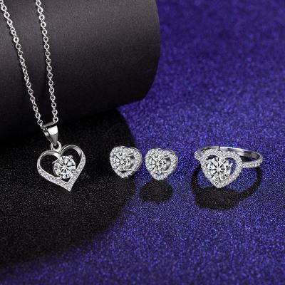 China CLASSIC Silver 925 Wedding Engagement Jewelry Sets AAA+ Quality Natural Crystal Bridal Costume 3-Piece Sets For Women Jewelry for sale